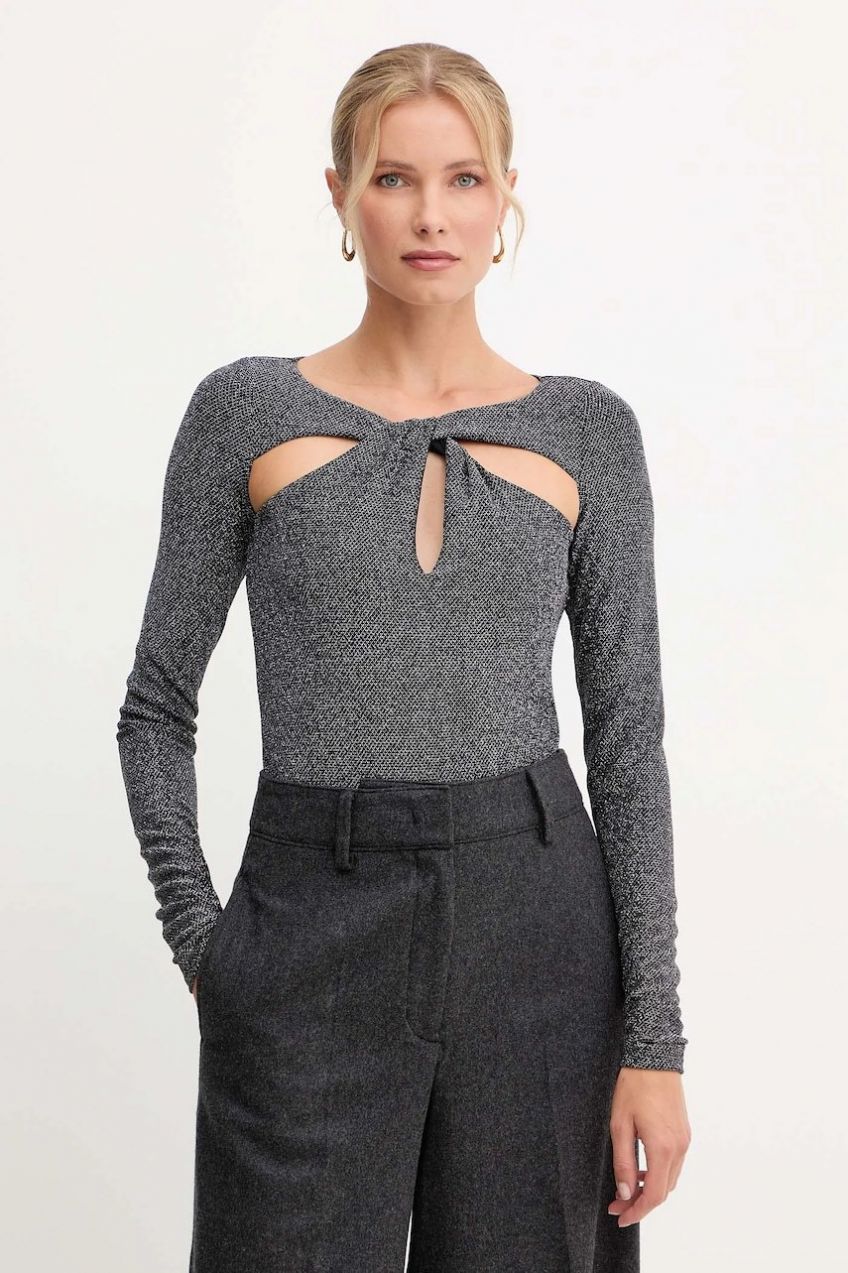 Body Patrizia Pepe strieborná farba, jednofarebné, 2M4506 J340