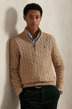 Bavlnený sveter Polo Ralph Lauren bordová farba, s polorolákom, 710810841