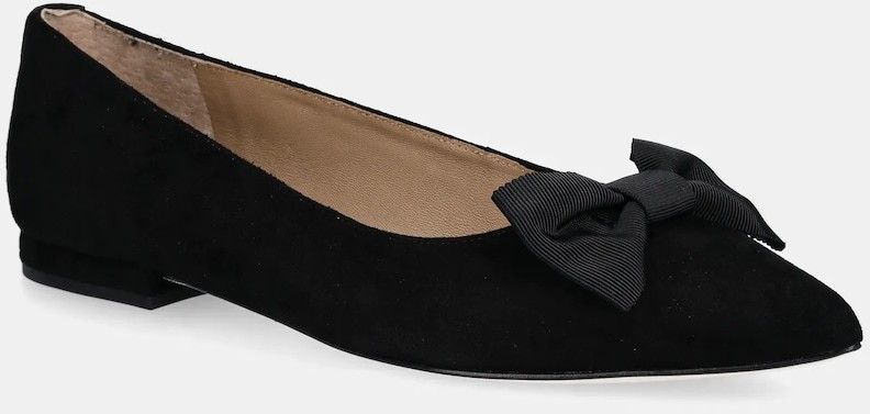Semišové baleríny Lauren Ralph Lauren Londyn Bow čierna farba, 802955323002