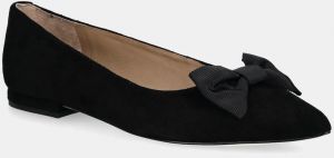 Semišové baleríny Lauren Ralph Lauren Londyn Bow čierna farba, 802955323002