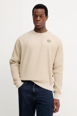 Bavlnená mikina Alpha Industries béžová farba, s potlačou, 258300.627