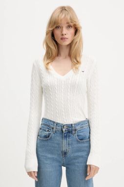 Sveter Hollister Co. béžová farba, ľahký, KI350-5132