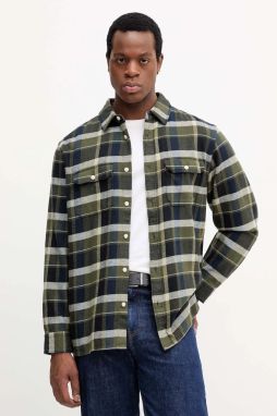 Bavlnená košeľa Levi's zelená farba, voľný strih, s klasickým golierom, 0