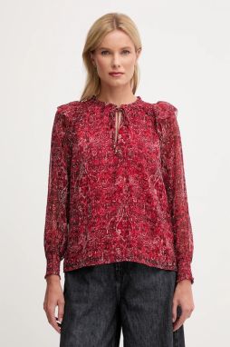 Blúzka Pepe Jeans bordová farba, vzorovaná, PL3051270