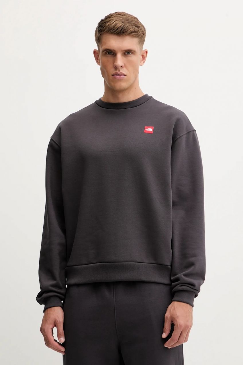 Mikina The North Face Redbox šedá farba, s nášivkou, NF0A8EG10SA1