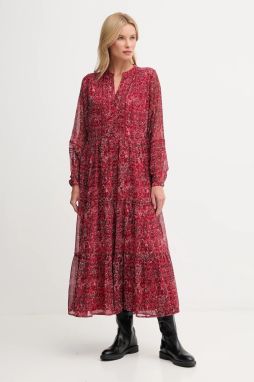 Šaty Pepe Jeans bordová farba, maxi, áčkový strih, PL9537703