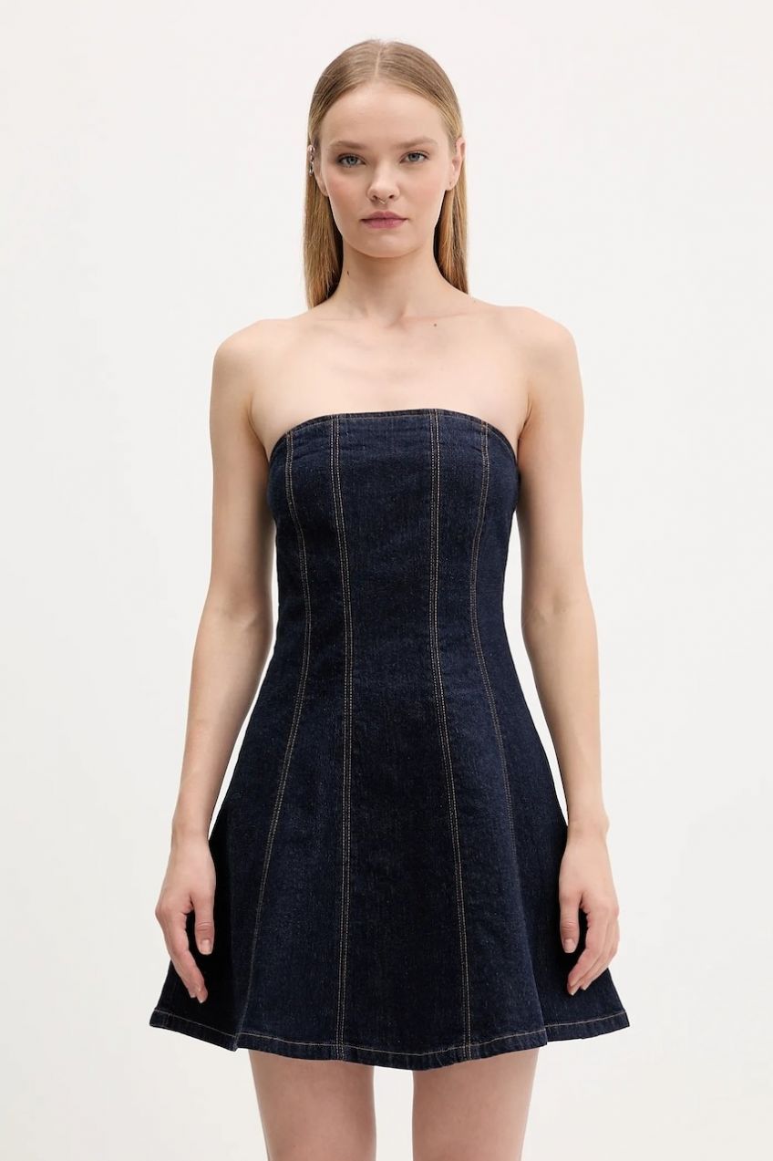 Rifľové šaty Abercrombie & Fitch modrá farba, mini, áčkový strih, KI159-6084-276