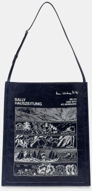 Kožená taška Bally tmavomodrá farba, MAE05A