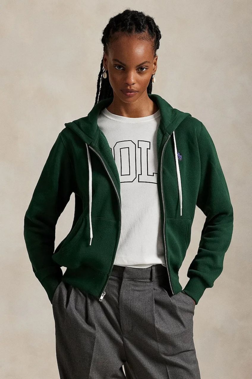 Mikina Polo Ralph Lauren zelená farba, s kapucňou, jednofarebná, 211971699