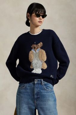 Vlnený sveter Polo Ralph Lauren tmavomodrá farba, 211972139