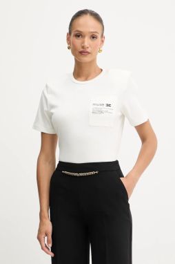 Bavlnené tričko Elisabetta Franchi dámske, biela farba, MA02056E2