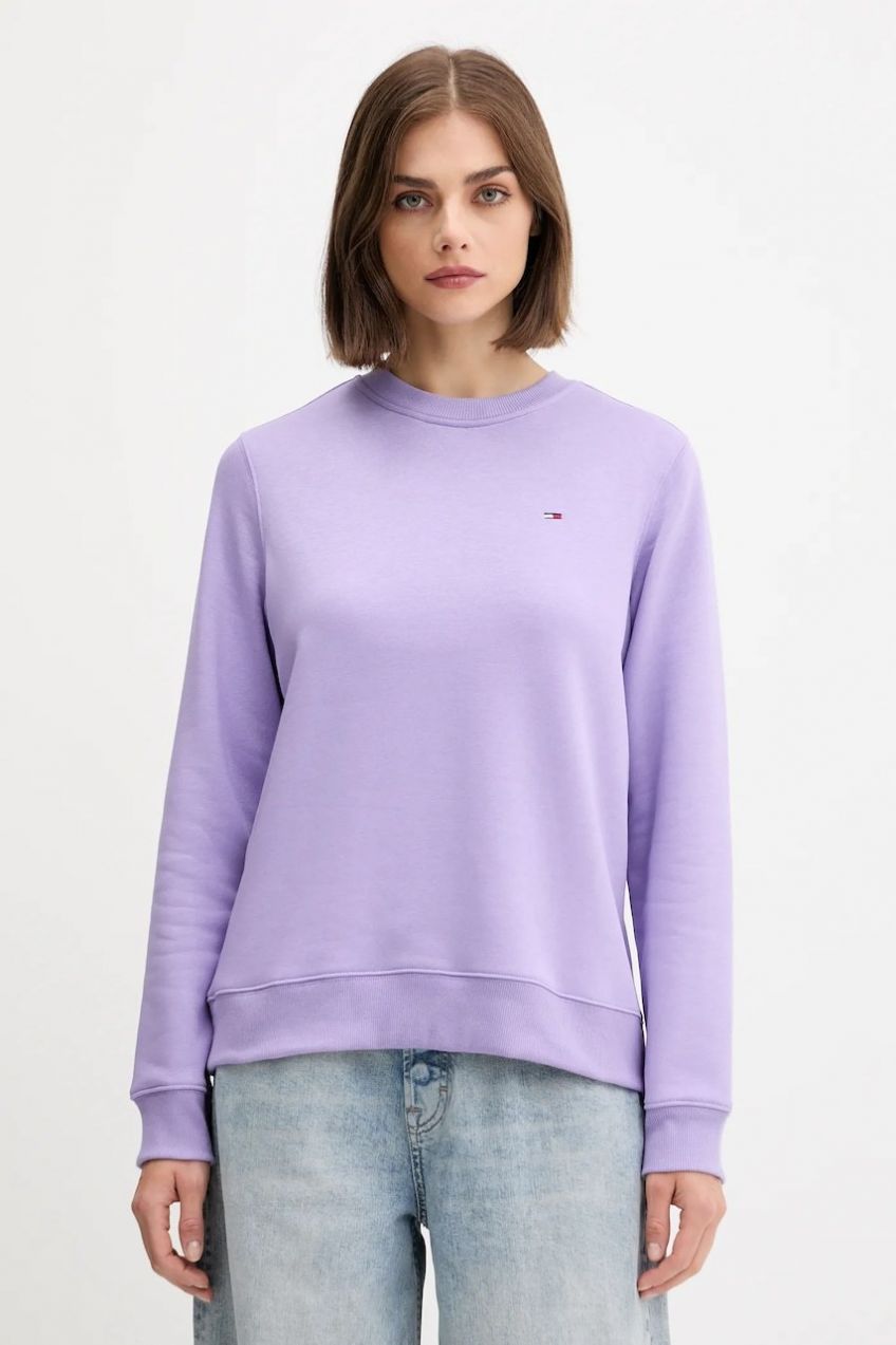 Mikina Tommy Jeans fialová farba, jednofarebná, DW0DW19959