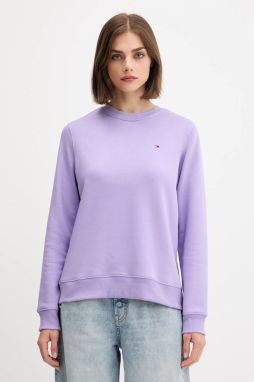 Mikina Tommy Jeans fialová farba, jednofarebná, DW0DW19959