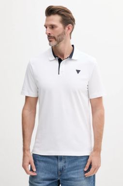 Polo tričko Guess pánske, biela farba, jednofarebné, M5GP44 K7O64