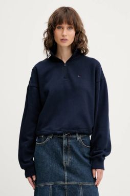 Mikina Tommy Jeans tmavomodrá farba, jednofarebná, DW0DW20946