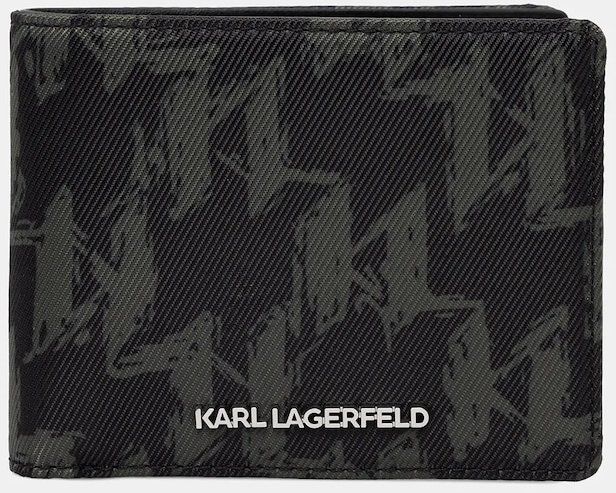 Peňaženka Karl Lagerfeld K/MONOGRAM pánska, zelená farba, A4M32055