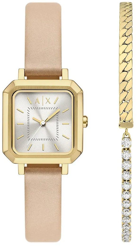Hodinky a náramok Armani Exchange zlatá farba, AX7172SET