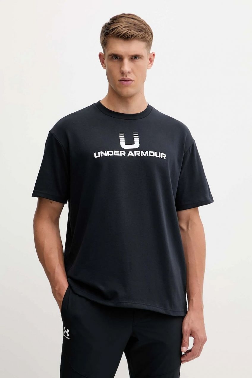 Tričko Under Armour pánske, čierna farba, s potlačou, 6005150