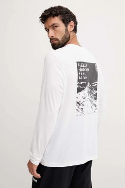 Športové tričko s dlhým rukávom Helly Hansen SKOG biela farba, s potlačou, 63407