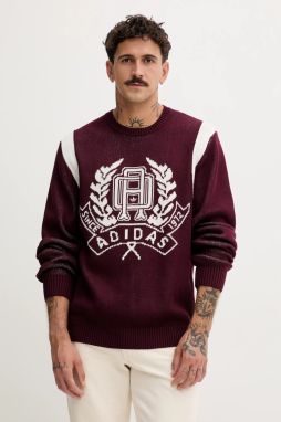 Bavlnený sveter adidas Originals Varsity Regular bordová farba, JX8215