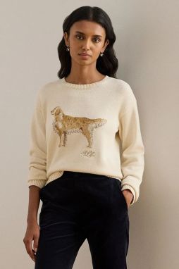 Bavlnený sveter Lauren Ralph Lauren béžová farba, 200P02074