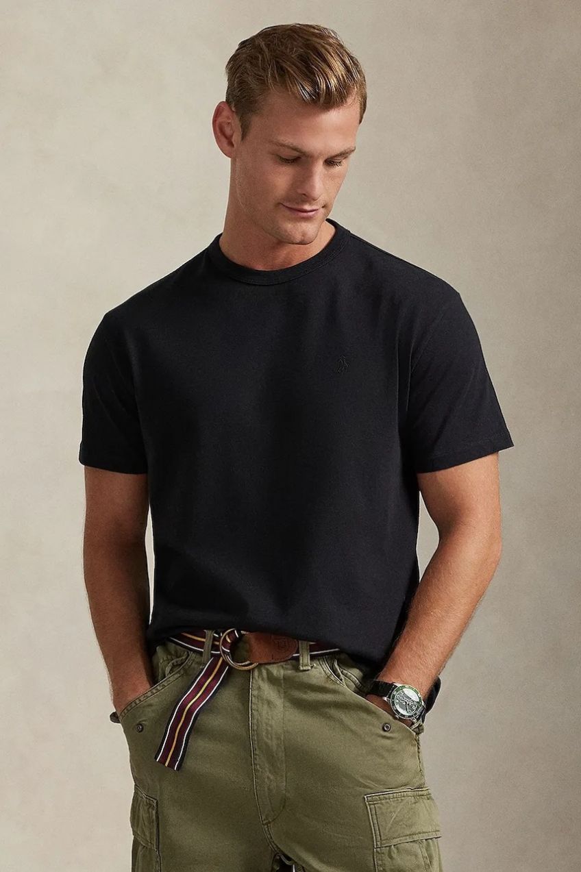 Bavlnené tričko Polo Ralph Lauren pánske, čierna farba, jednofarebné, 710P07548