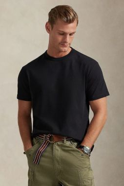 Bavlnené tričko Polo Ralph Lauren pánske, čierna farba, jednofarebné, 710P07548