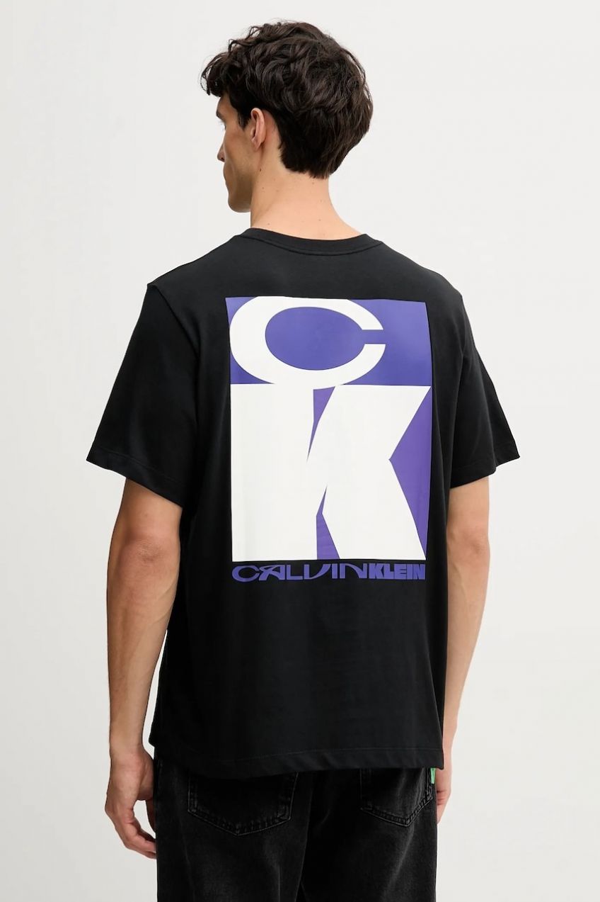 Bavlnené tričko Calvin Klein Jeans pánske, čierna farba, s potlačou, LV04RD807G