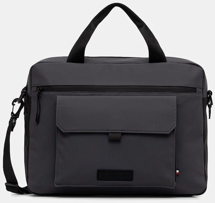 Taška Tommy Hilfiger šedá farba, AM0AM13646
