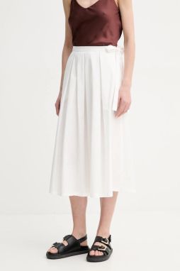 Bavlnená sukňa Weekend Max Mara biela farba, midi, áčkový strih, 2515101032600