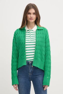 Kardigán Tommy Hilfiger dámsky, zelená farba, WW0WW44501