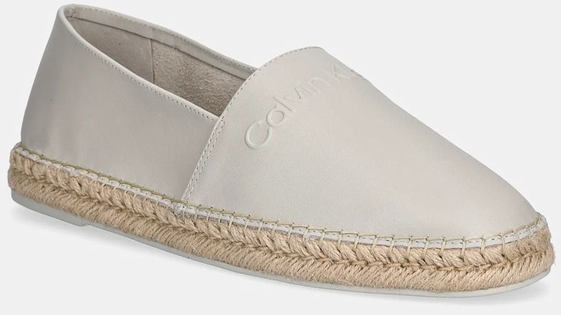 Kožené espadrilky Calvin Klein ESPADRILLE LTH čierna farba, HM0HM01882