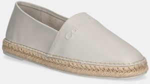Kožené espadrilky Calvin Klein ESPADRILLE LTH čierna farba, HM0HM01882