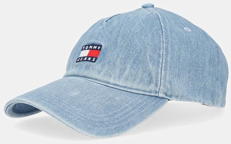 Džínsová šiltovka Tommy Jeans modrá farba, AW0AW17582