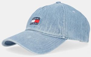 Džínsová šiltovka Tommy Jeans modrá farba, AW0AW17582