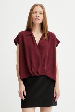 Blúzka Calvin Klein bordová farba, jednofarebná, LV044C199G