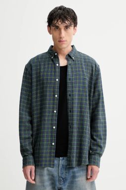 Bavlnená košeľa Levi's zelená farba, voľný strih, s golierom button-down, A7210