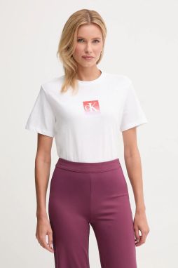 Bavlnené tričko Calvin Klein Jeans dámske, biela farba, LV047D874G