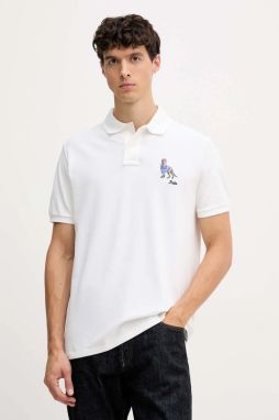 Bavlnené polo tričko Polo Ralph Lauren biela farba, s nášivkou, 710P00095