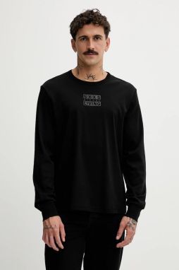 Bavlnené tričko s dlhým rukávom Diesel T-MADJUST-LS-T1 čierna farba, s potlačou, A18723.0PJBG