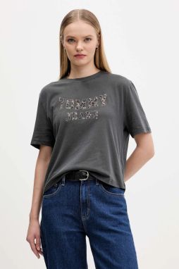 Bavlnené tričko Tommy Jeans dámske, šedá farba, DW0DW21957