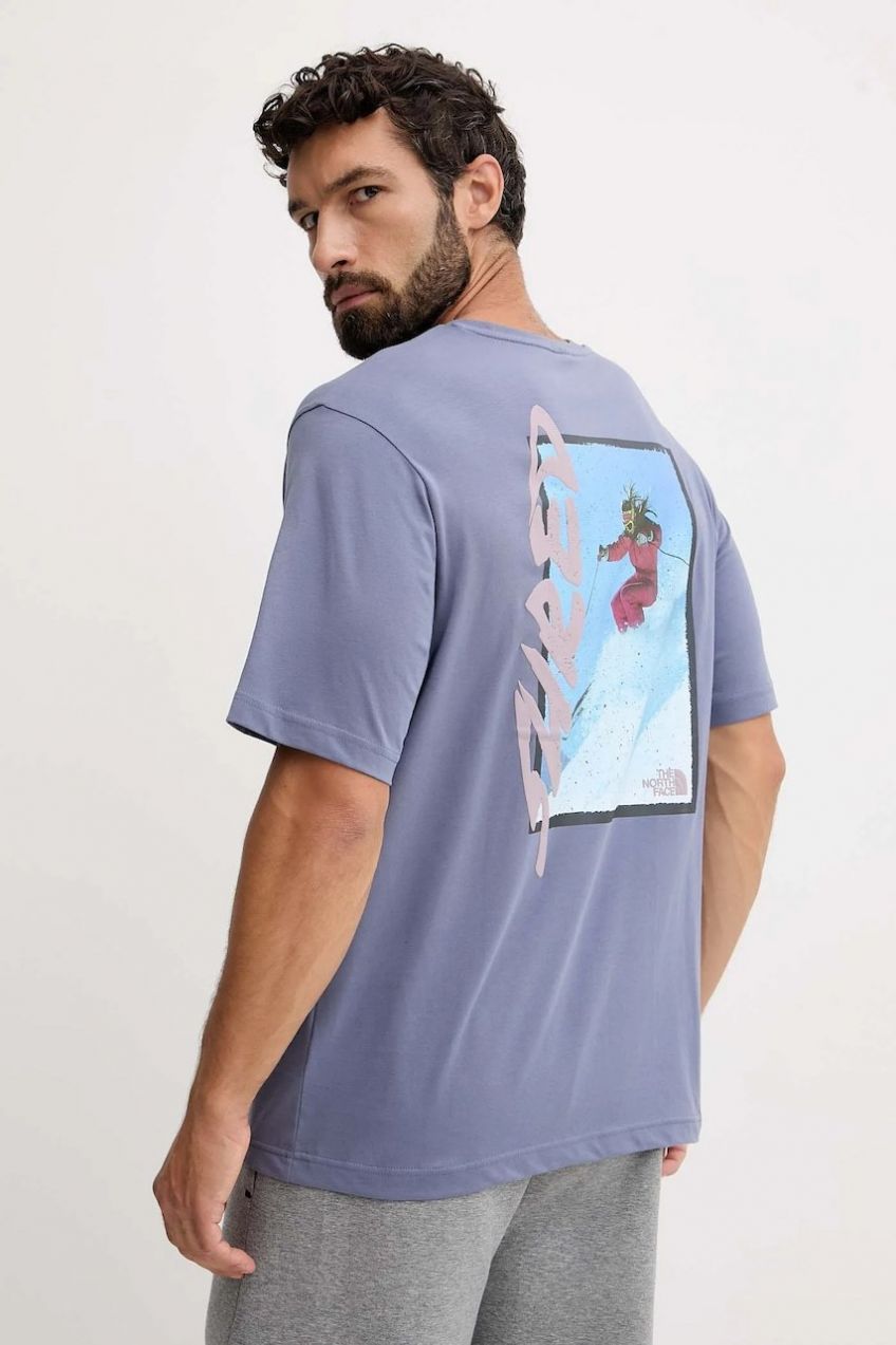 Bavlnené tričko The North Face pánske, fialová farba, s potlačou, NF0A8E4EBTR1