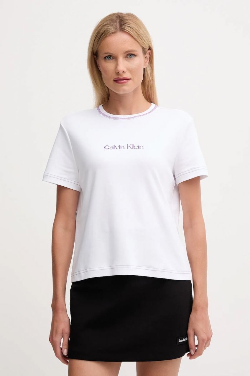 Bavlnené tričko Calvin Klein Jeans dámske, biela farba, LV047D213G