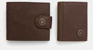 Peňaženka a kožený obal na karty Barbour hnedá farba, MGS0102