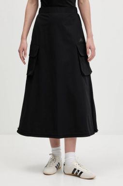 Sukňa adidas City Tech čierna farba, midi, áčkový strih, JM8438