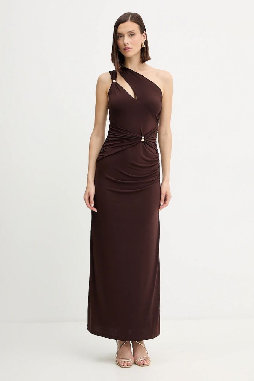 Šaty Herve Leger Aurora hnedá farba, maxi, priliehavé, RMJ8536054