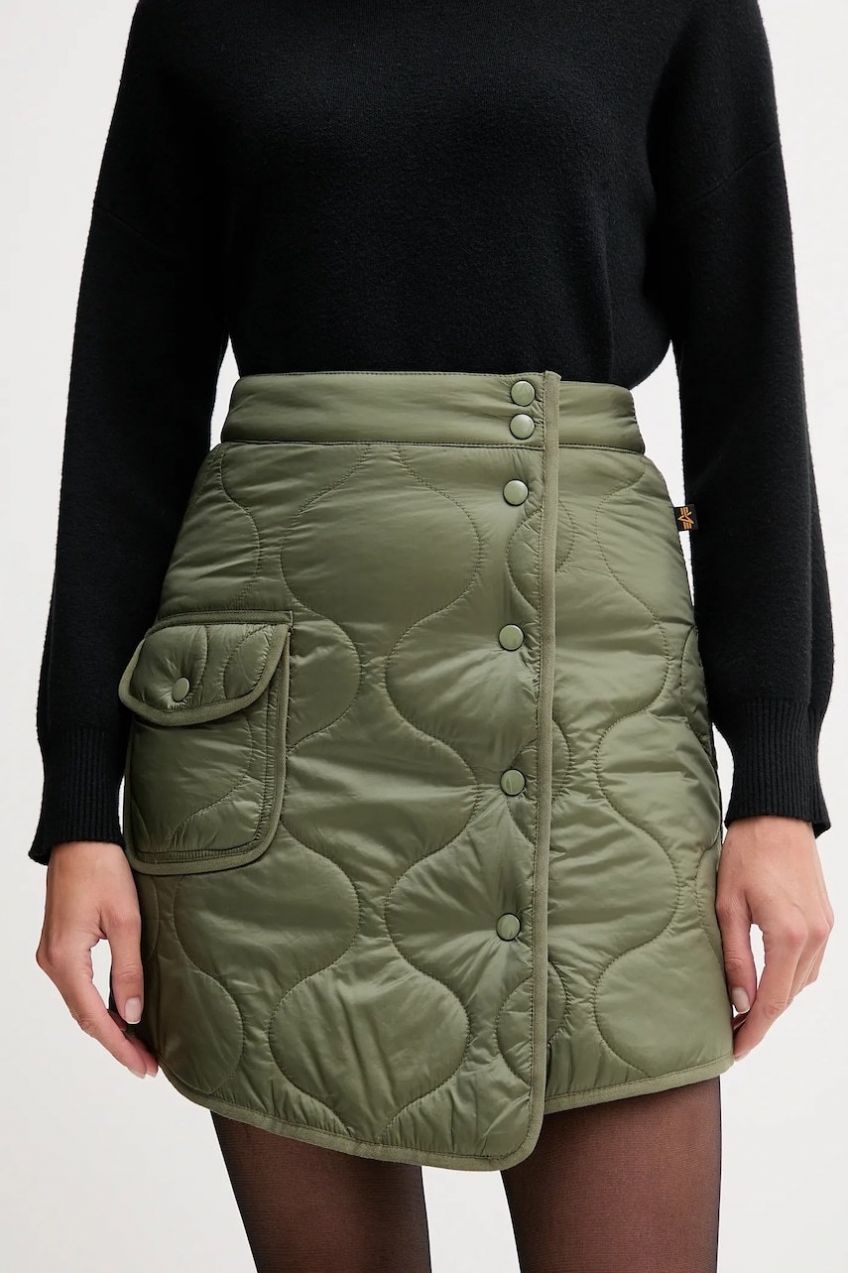 Sukňa Alpha Industries zelená farba, mini, áčkový strih, 258022.01