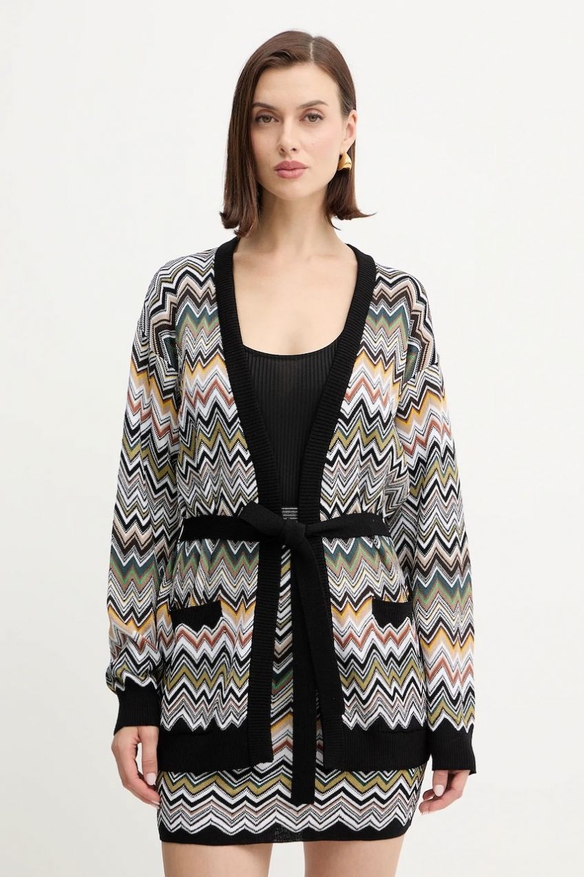 Kardigan s prímesou vlny Missoni hnedá farba, ľahký, DS25WM0O.BK01CQ