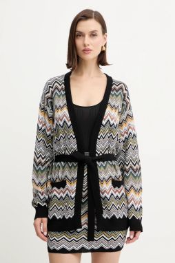 Kardigan s prímesou vlny Missoni hnedá farba, ľahký, DS25WM0O.BK01CQ