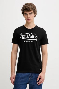 Bavlnené tričko Von Dutch pánske, čierna farba, vzorované, VD.1.TSC.FIRST